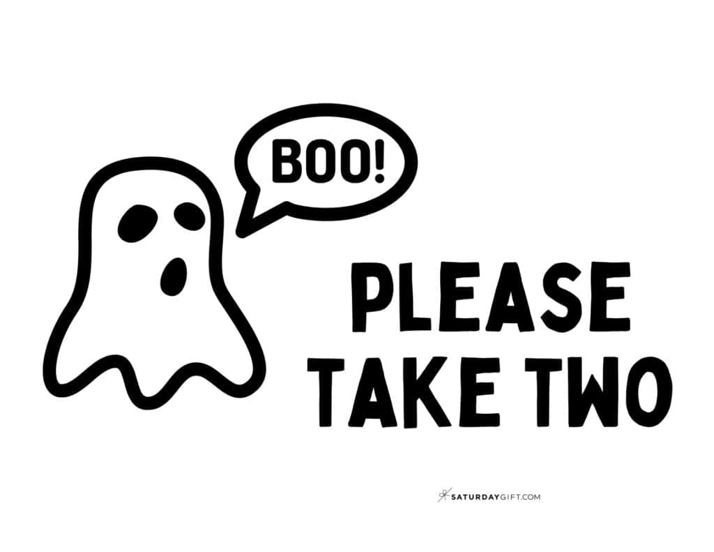Hey Boo Please Take Two Halloween Sign Printable - Landscape