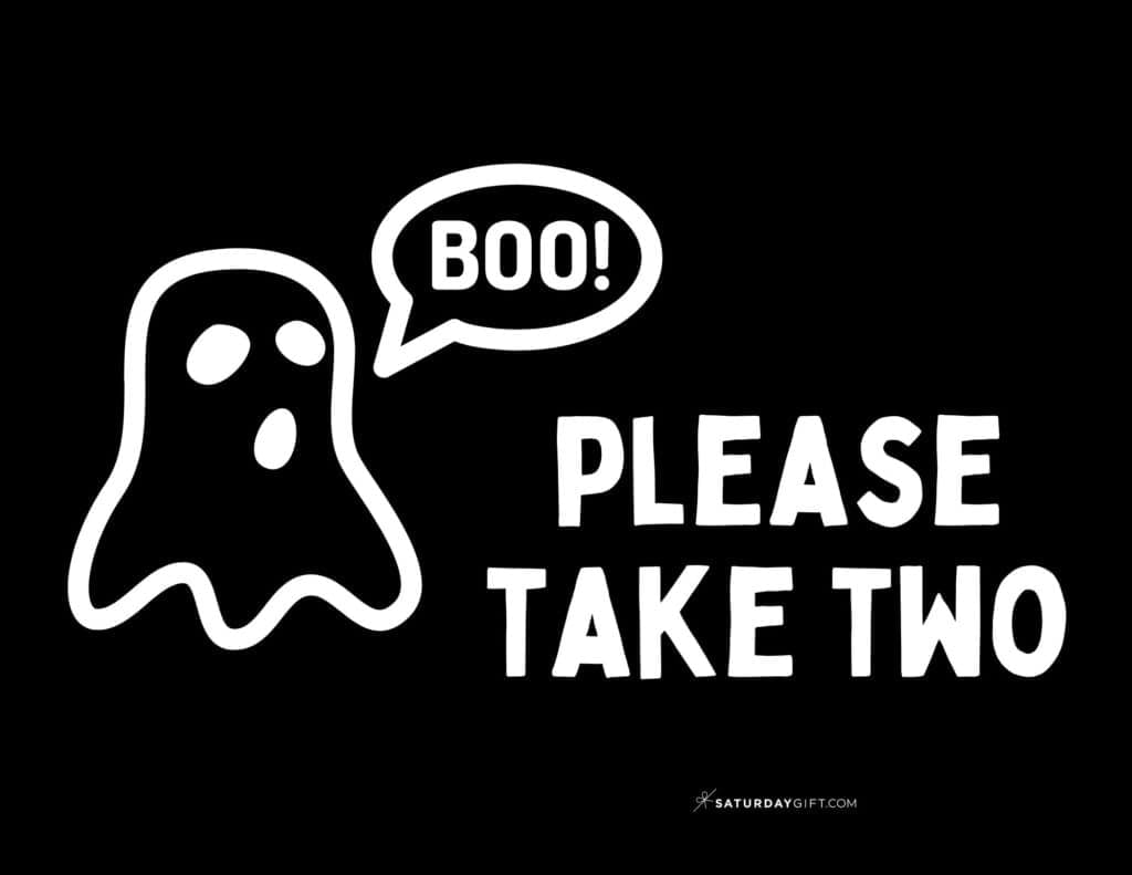 Hey Boo Please Take Two Sign - Free Printable - Landscape