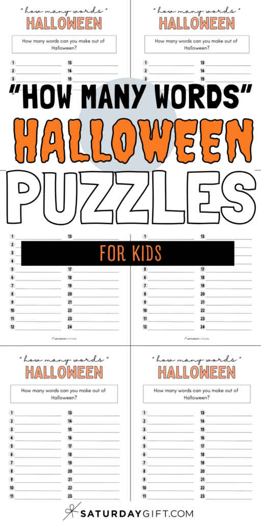 How Many Words Halloween Puzzles - For Kids | SaturdayGift