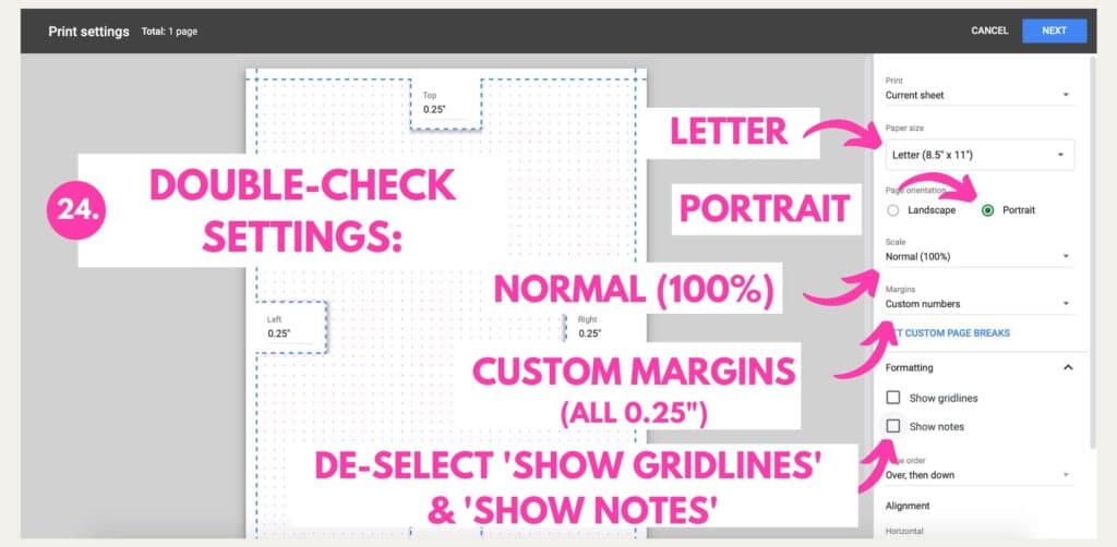 Step 17: How to make dot grid paper in Google Sheets