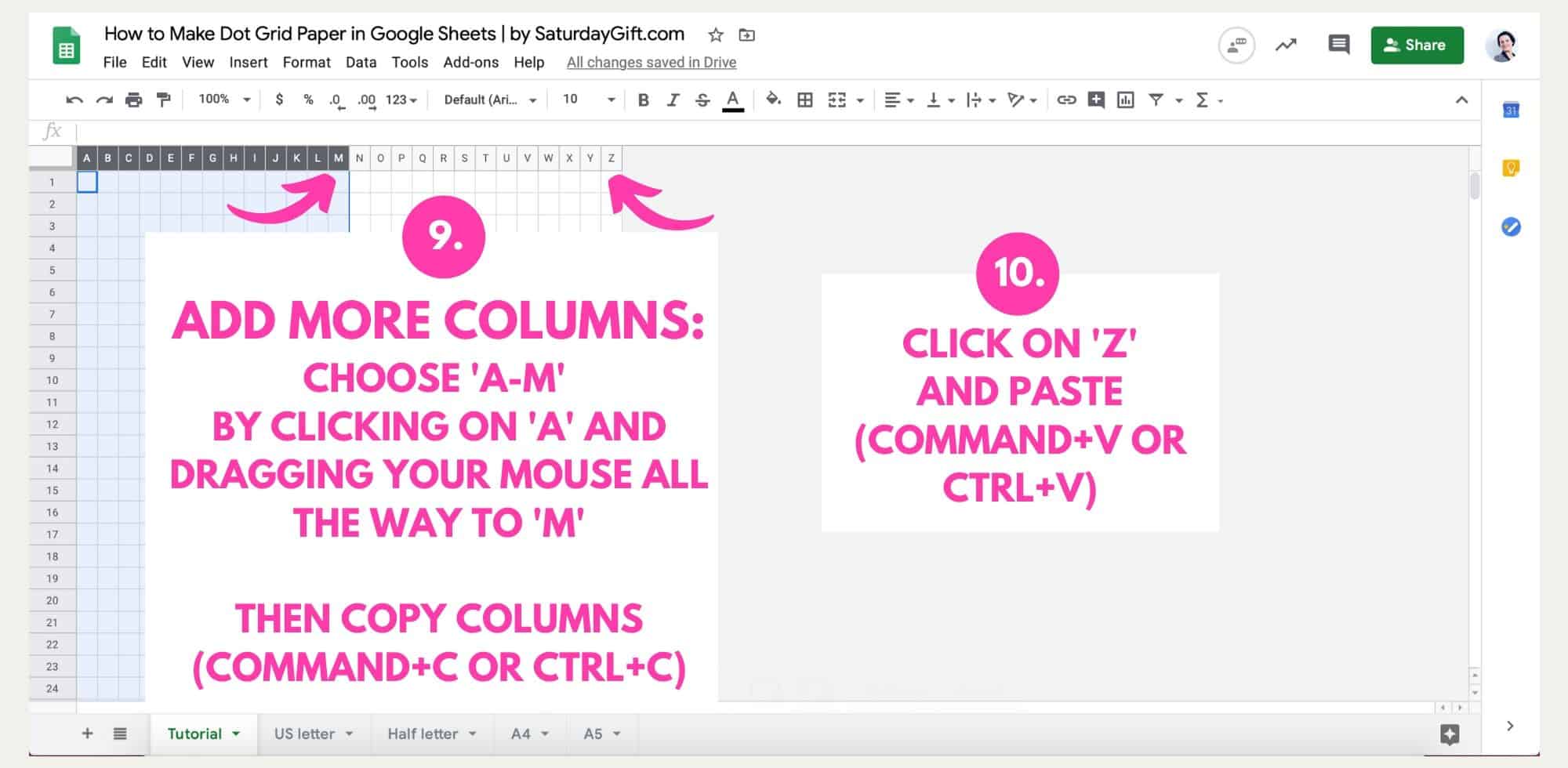 How To Make Dot Grid Paper for Your Bullet Journal Using Google Sheets