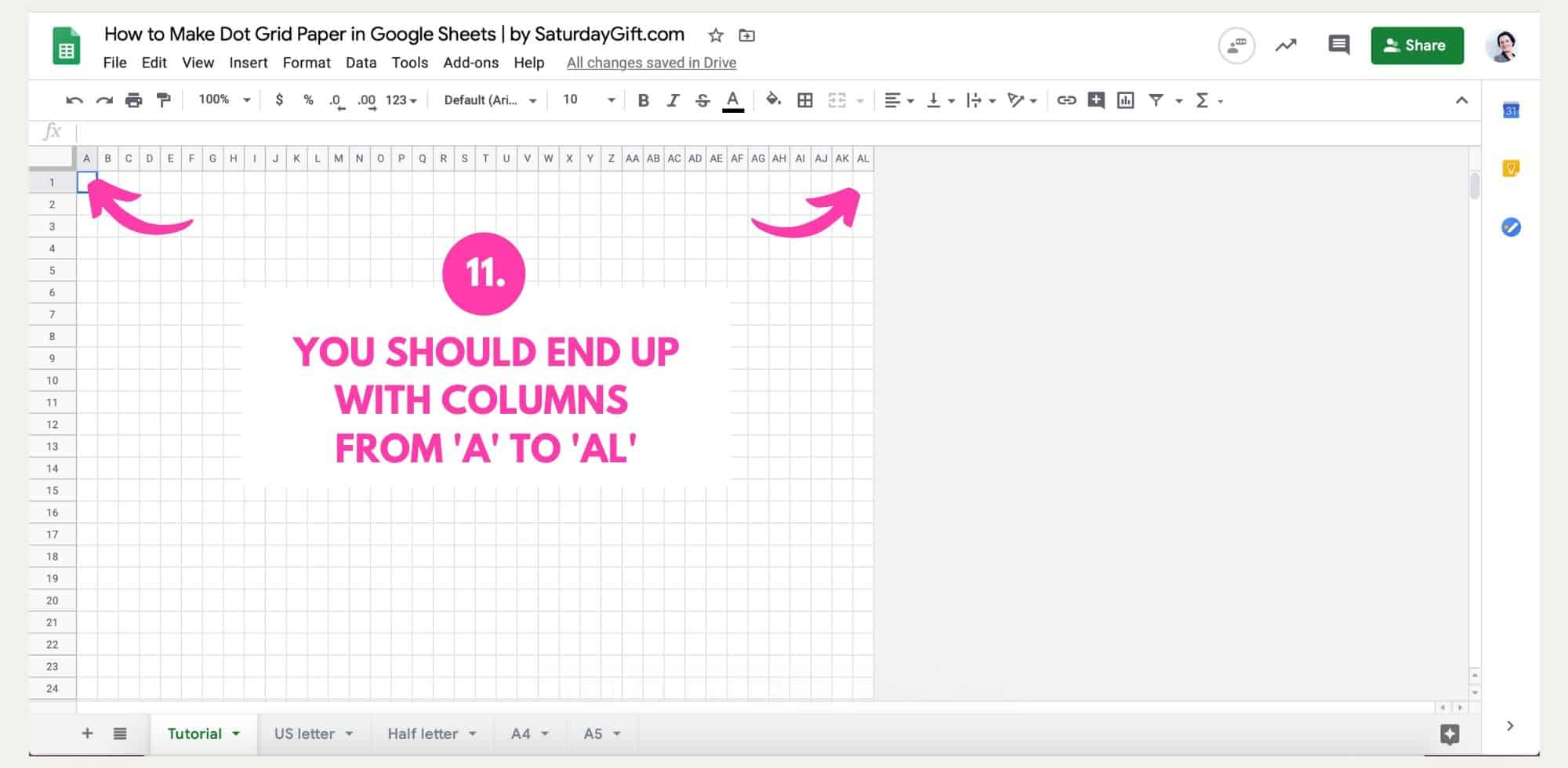 How To Make Dot Grid Paper for Your Bullet Journal Using Google Sheets