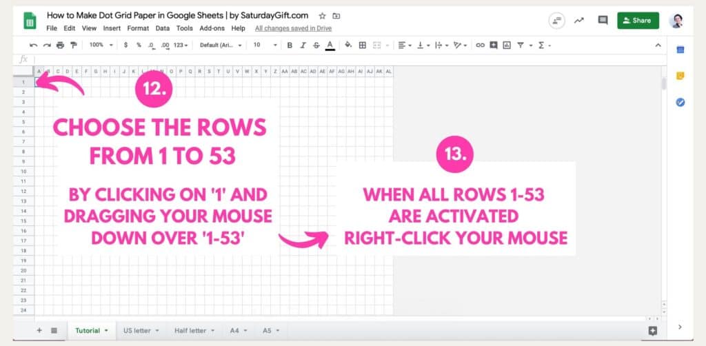 How To Make Dot Grid Paper for Your Bullet Journal Using Google Sheets