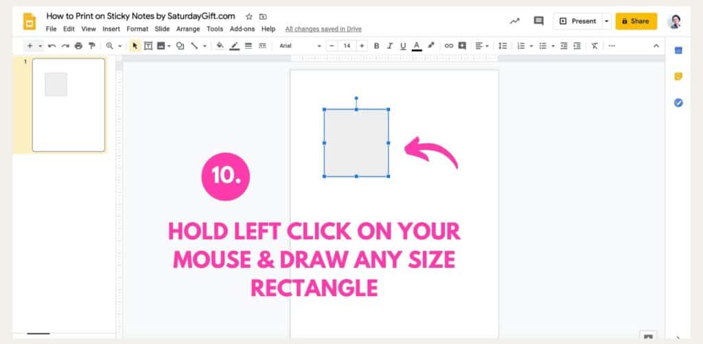 Instructions on how to print on Post-it notes using Google Slides Step 10