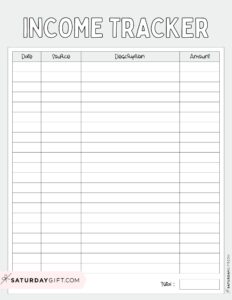 Income Tracker Printable - 19 Cute & Free Printable Templates
