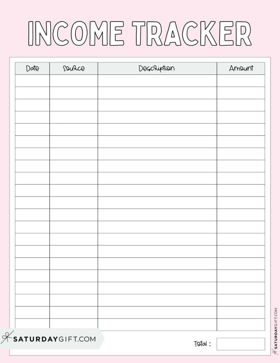 Income Tracker Printable 19 Cute Free Printable Templates