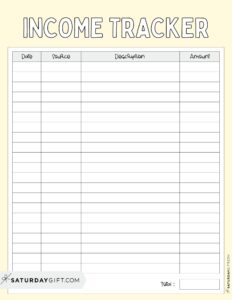 Income Tracker Printable - 19 Cute & Free Printable Templates