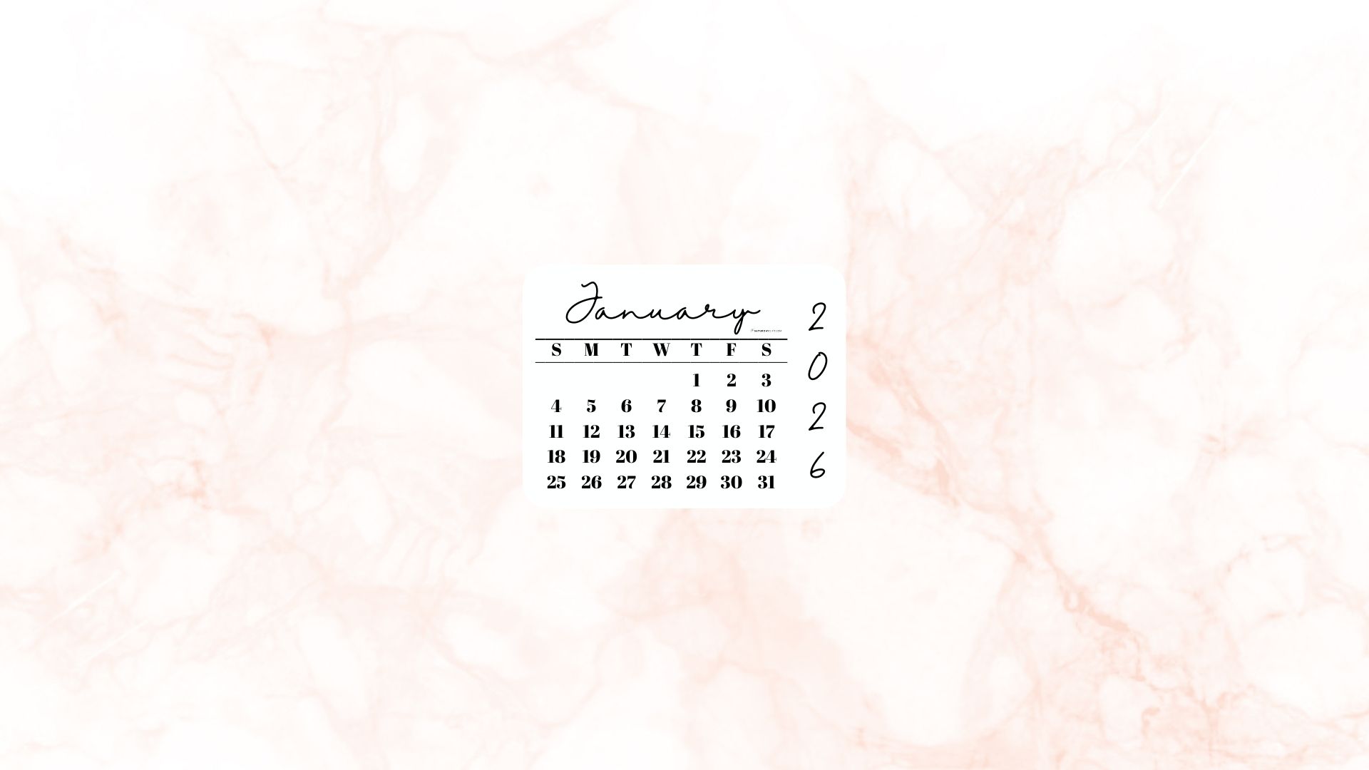 January 2026 Desktop Wallpaper Background - Peach | SaturdayGift