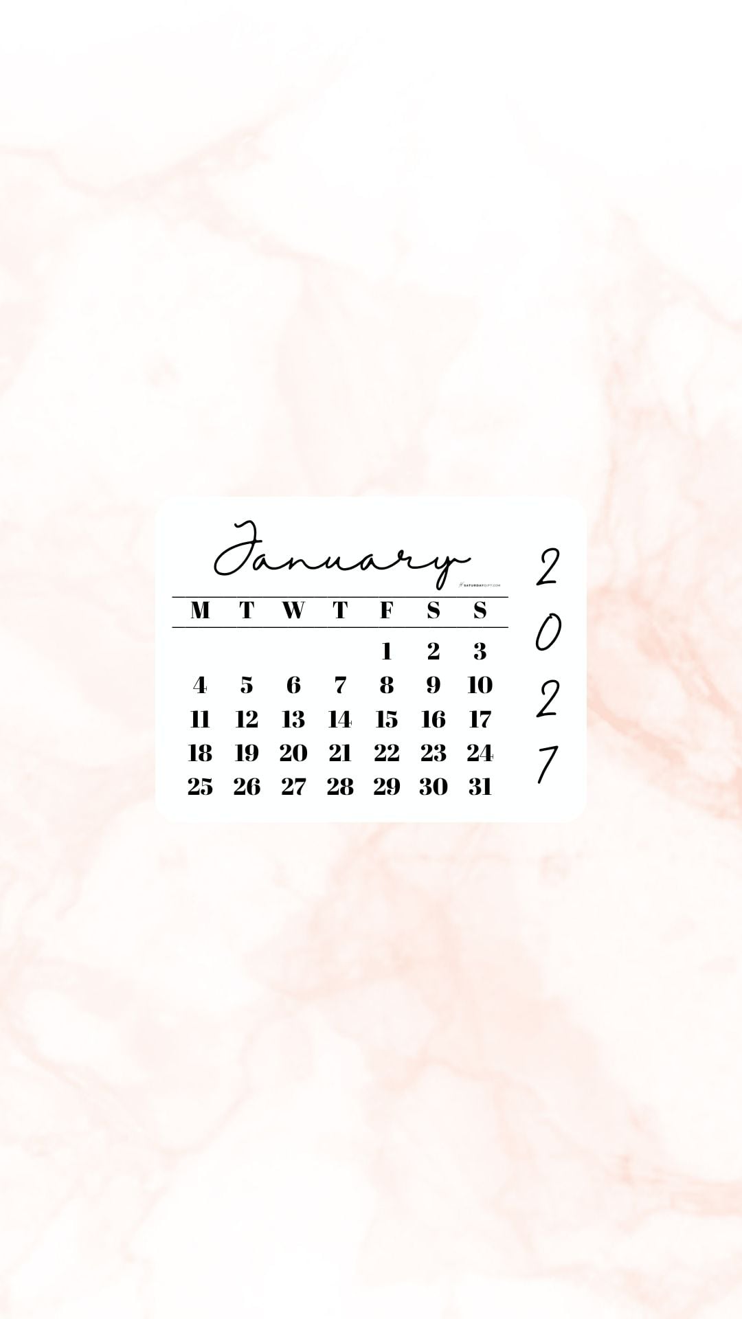 January 2027 Phone Wallpaper Background - Peach | SaturdayGift