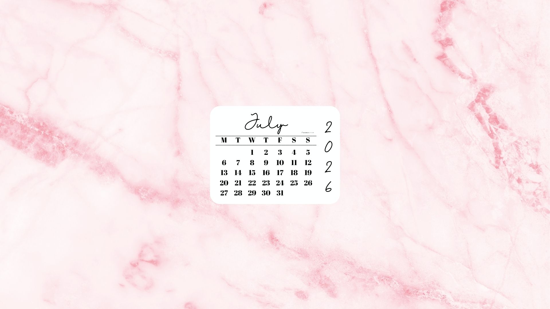 July 2026 Desktop Wallpaper Background - Light Rose | SaturdayGift