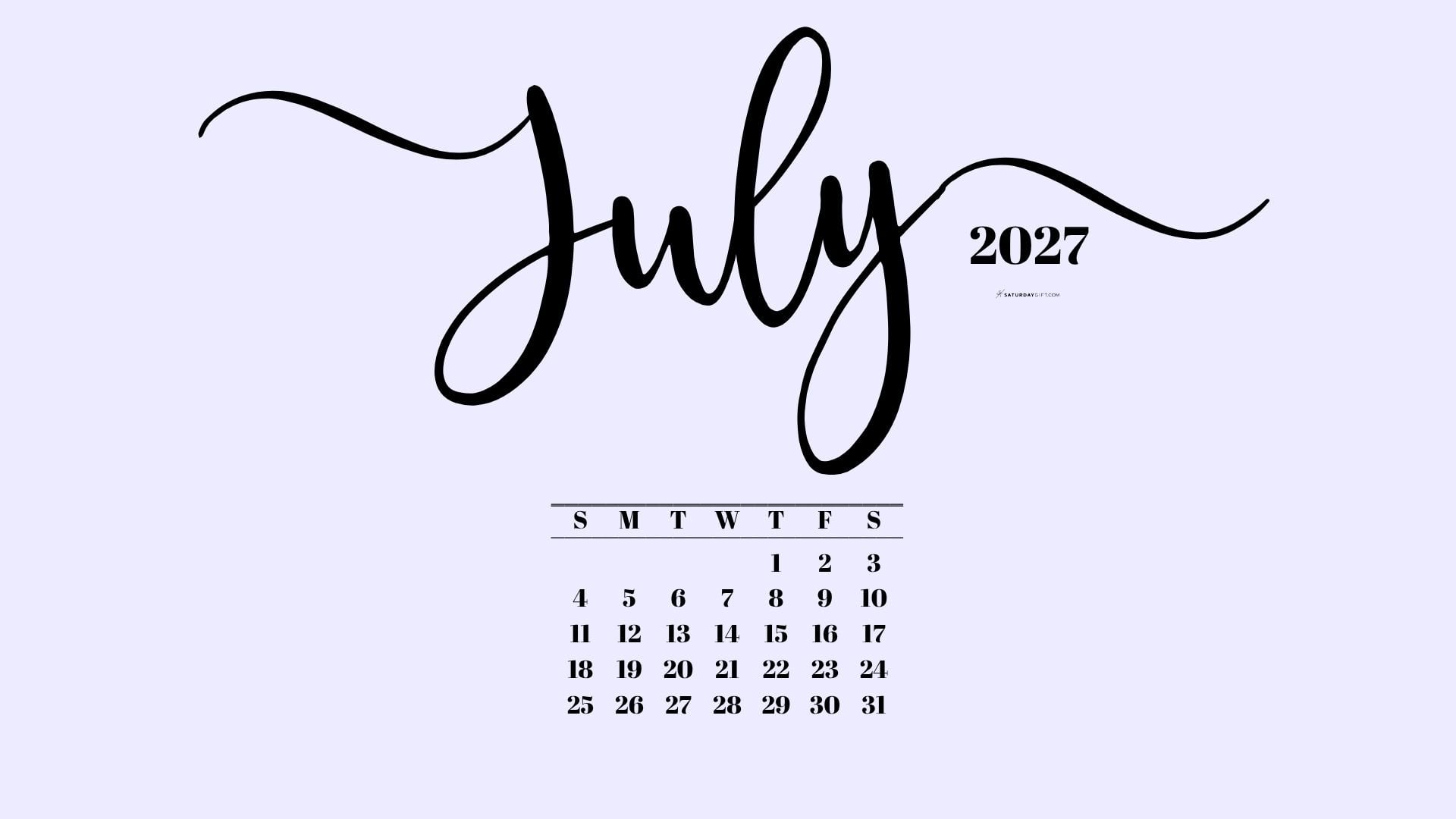July 2027 Desktop Background Wallpaper - Lilac | SaturdayGift