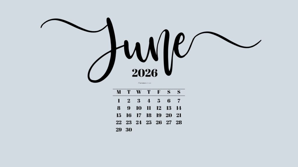 June 2026 Desktop Background Wallpaper - Grey | SaturdayGift