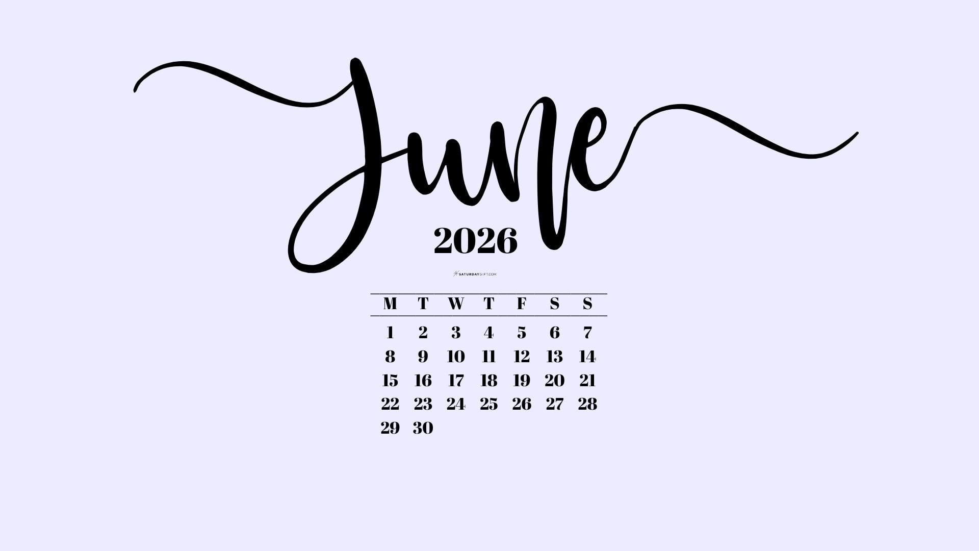 June 2026 Desktop Background Wallpaper - Lilac | SaturdayGift