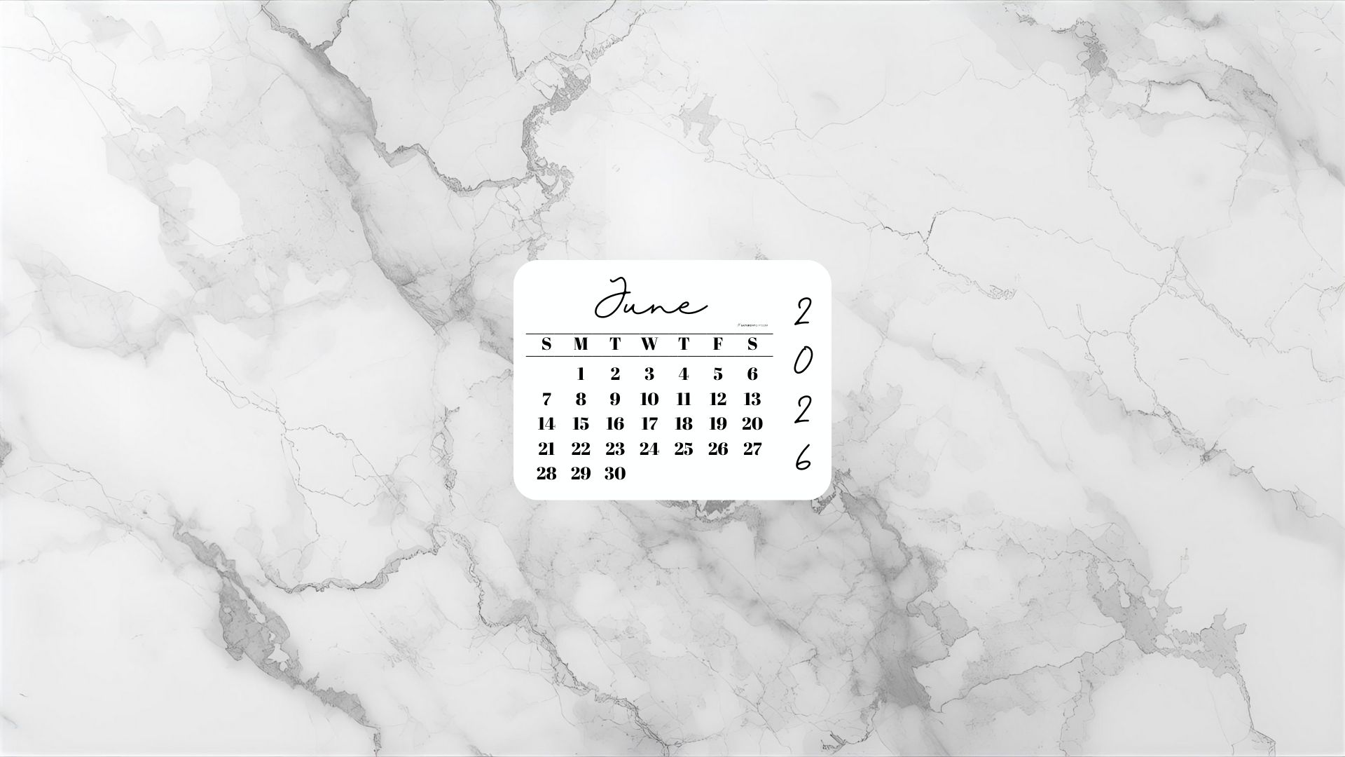 June 2026 Desktop Wallpaper Background - Light Grey | SaturdayGift