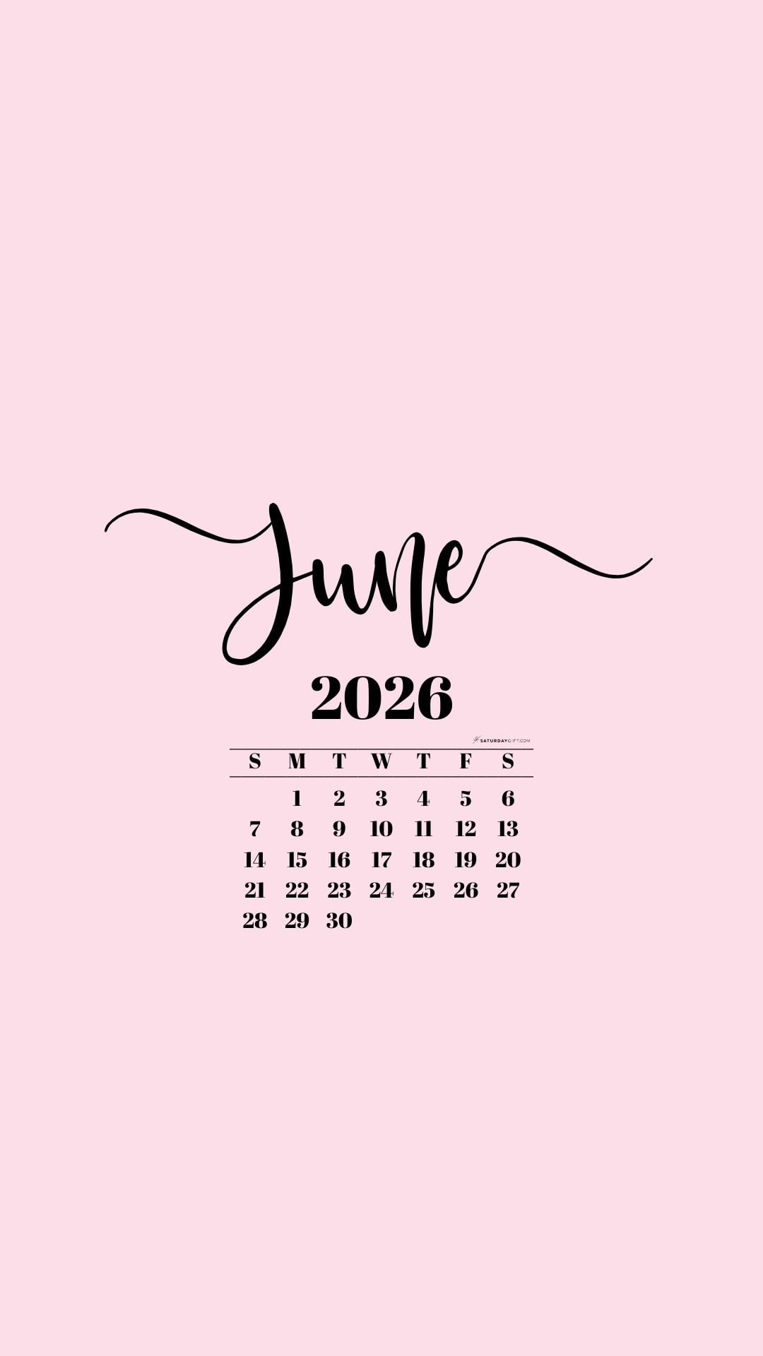June 2026 Phone Background Wallpaper - Pink | SaturdayGift