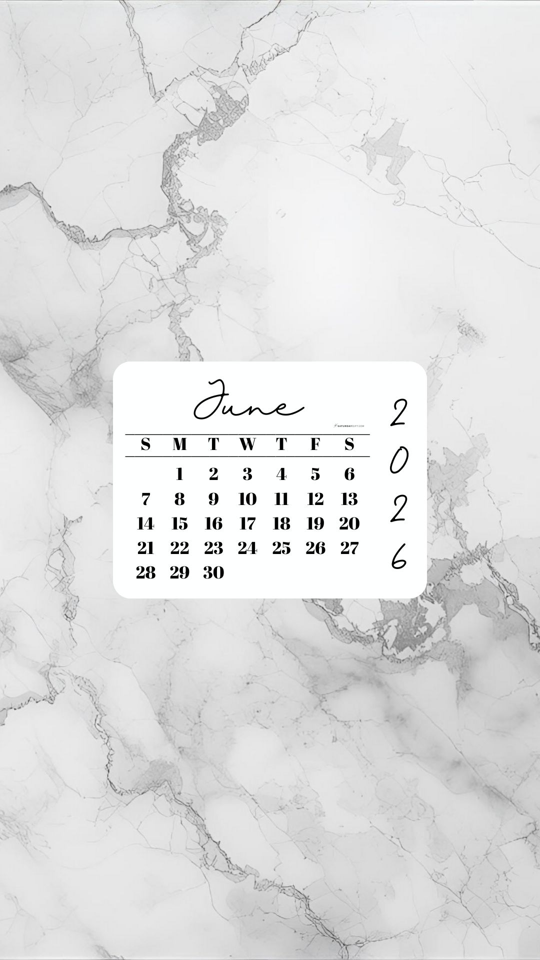 June 2026 Phone Wallpaper Background - Light Grey | SaturdayGift