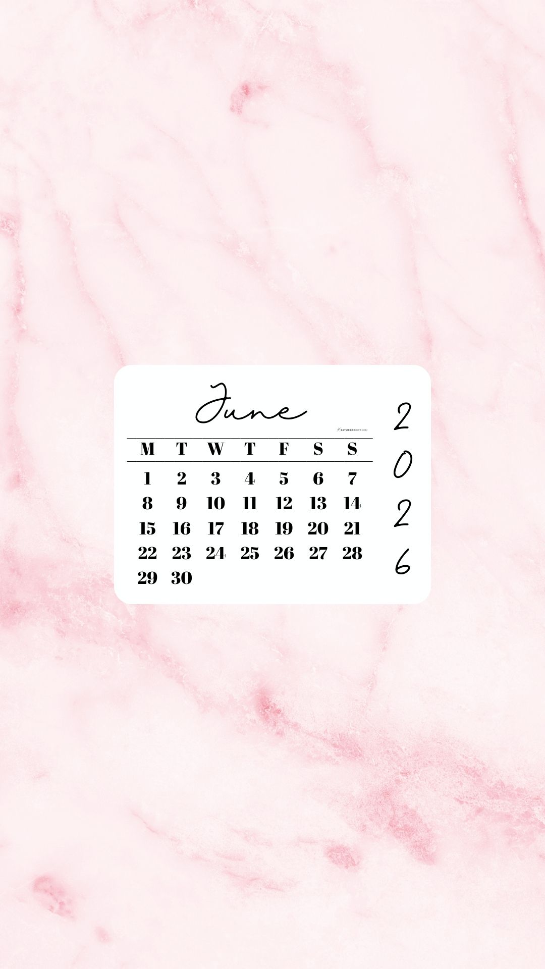 June 2026 Phone Wallpaper Background - Light Rose | SaturdayGift