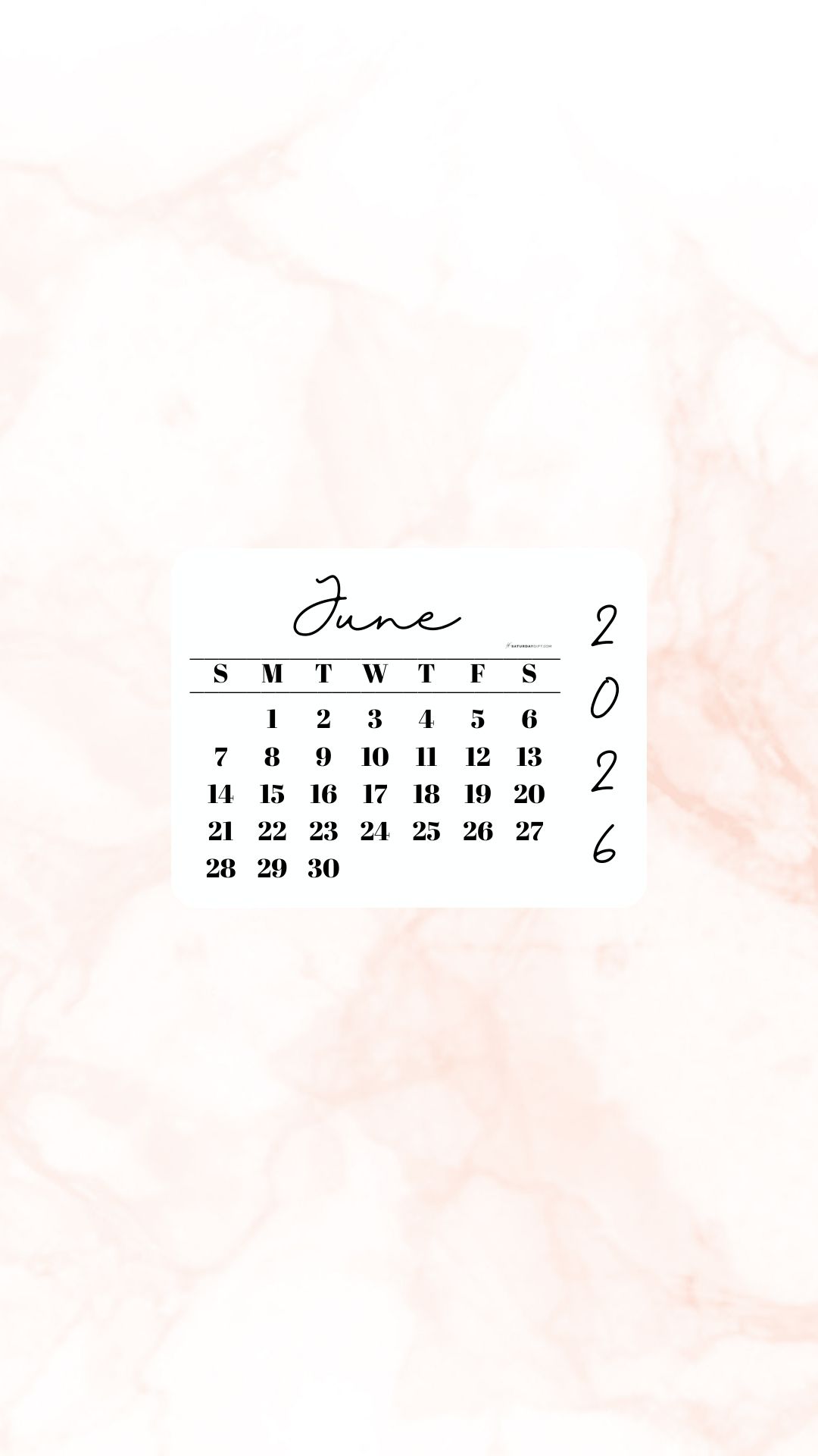 June 2026 Phone Wallpaper Background - Peach | SaturdayGift