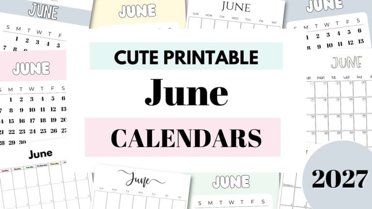 June 2027 Cute Free Printable Calendars by SaturdayGift