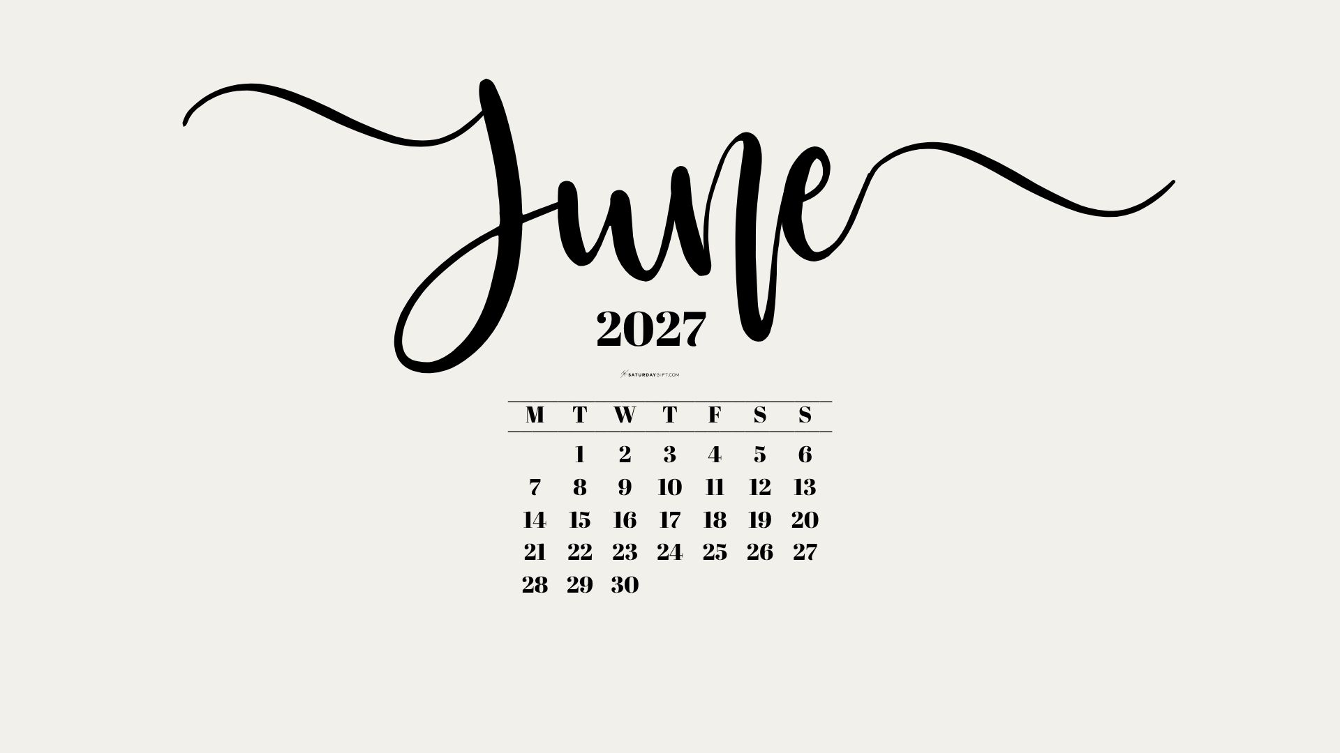 June 2027 Desktop Background Wallpaper - Beige | SaturdayGift