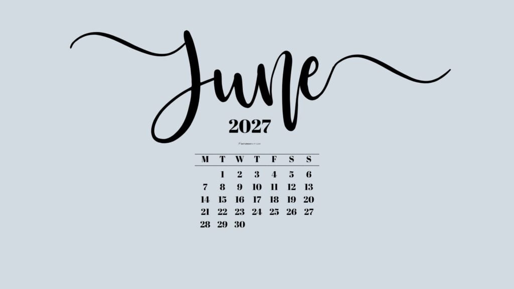 June 2027 Desktop Background Wallpaper - Grey | SaturdayGift