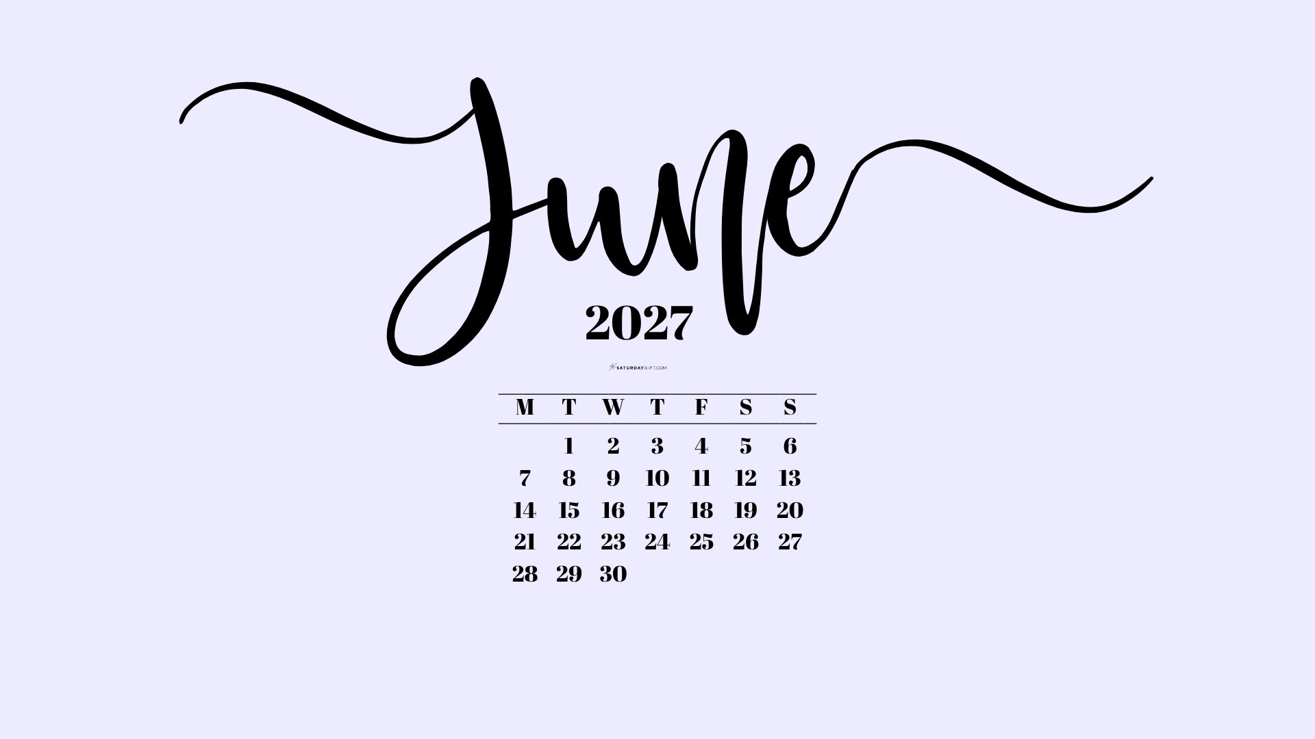 June 2027 Desktop Background Wallpaper - Lilac | SaturdayGift