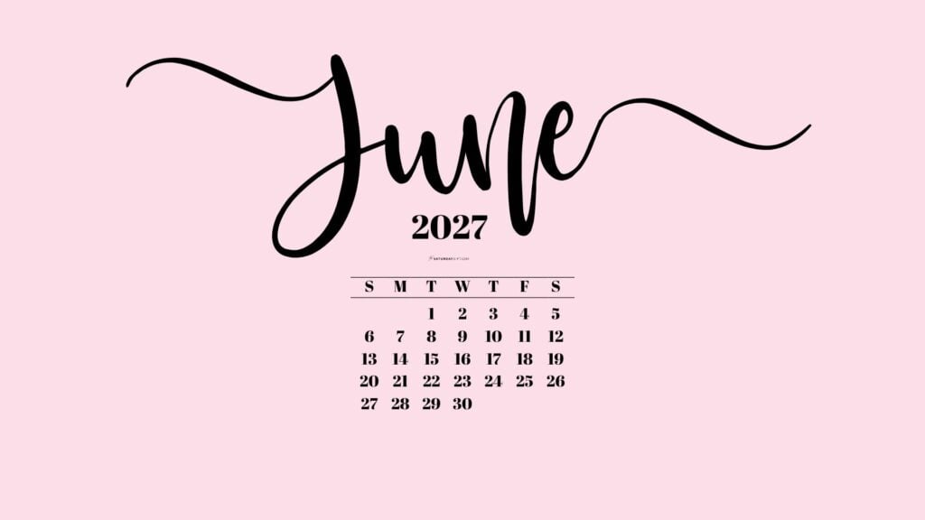 June 2027 Desktop Background Wallpaper - Pink | SaturdayGift