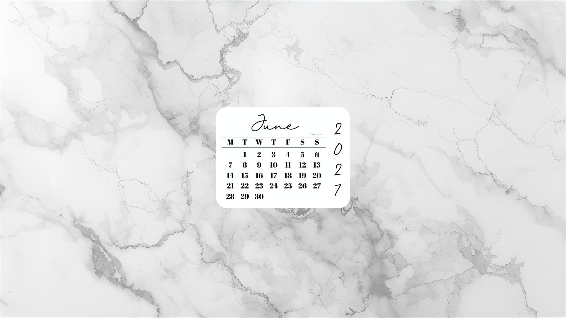 June 2027 Desktop Wallpaper Background - Light Grey | SaturdayGift