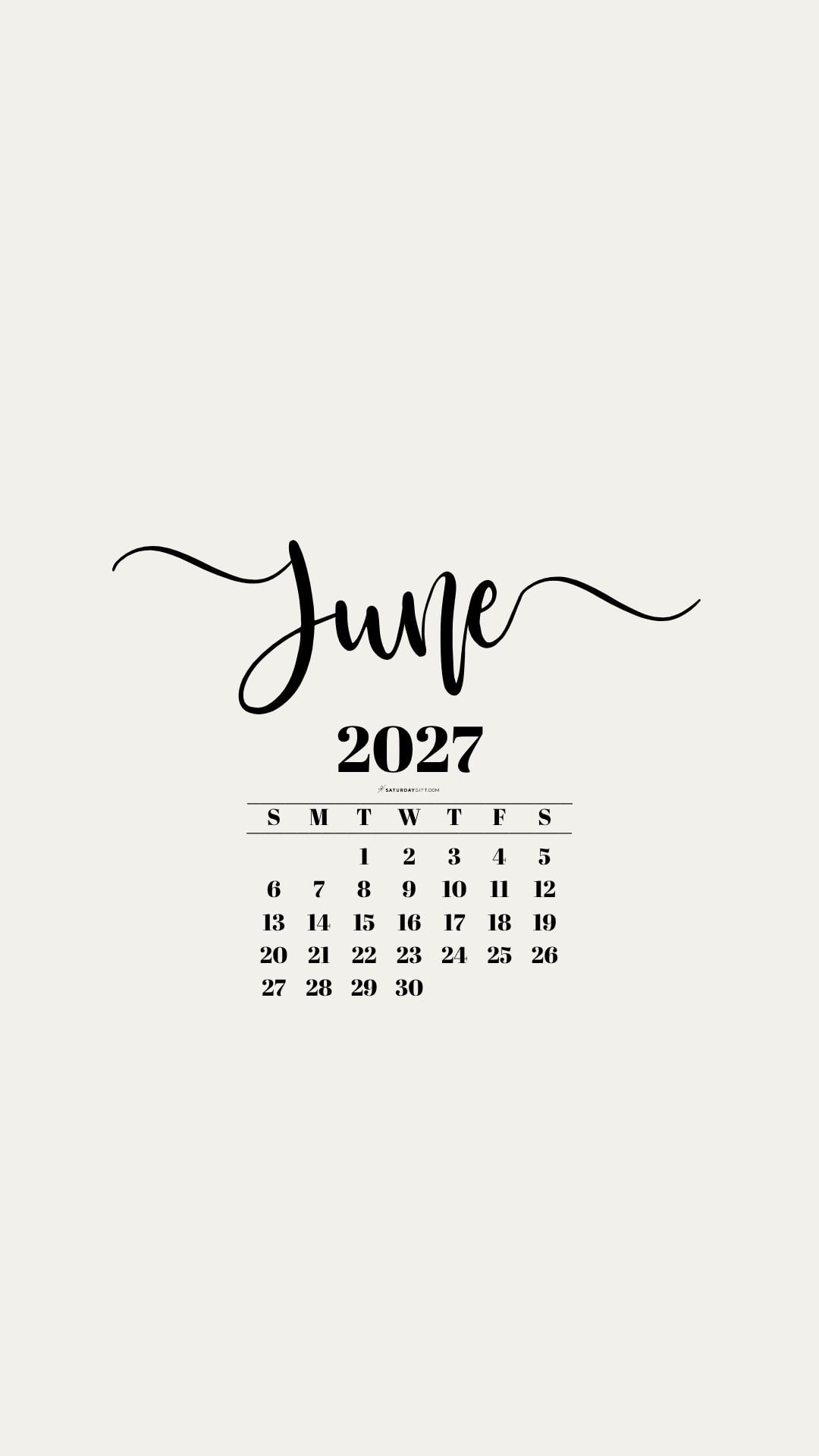 June 2027 Phone Background Wallpaper - Beige | SaturdayGift