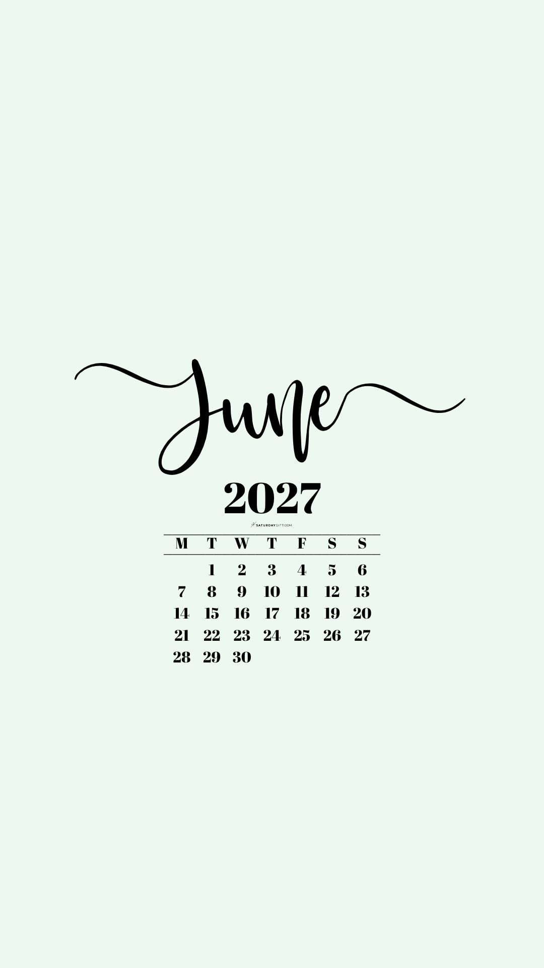 June 2027 Phone Background Wallpaper - Green | SaturdayGift