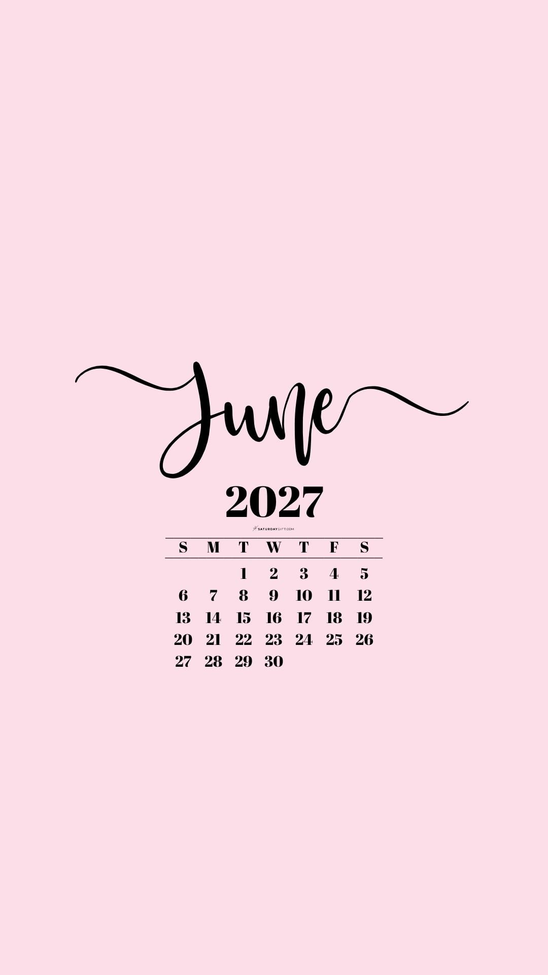 June 2027 Phone Background Wallpaper - Pink | SaturdayGift