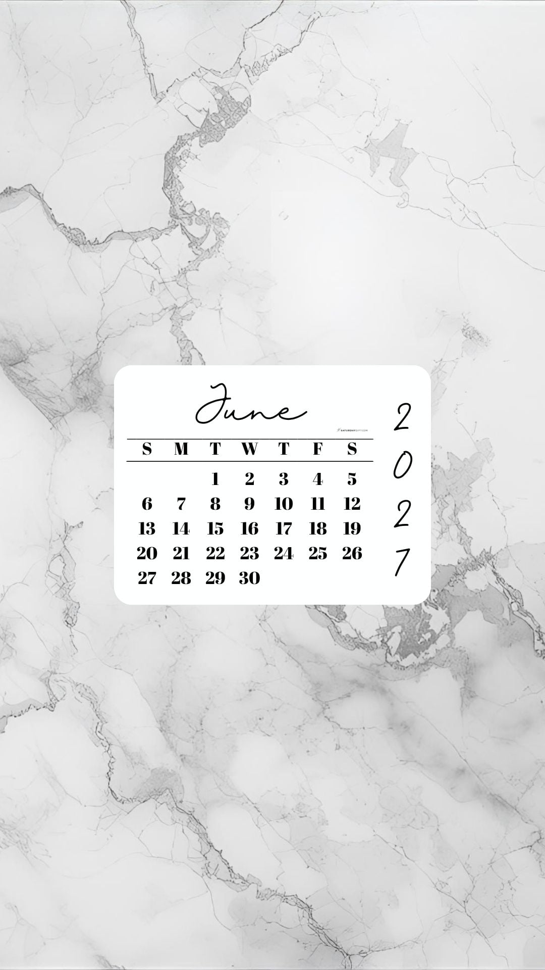 June 2027 Phone Wallpaper Background - Light Grey | SaturdayGift