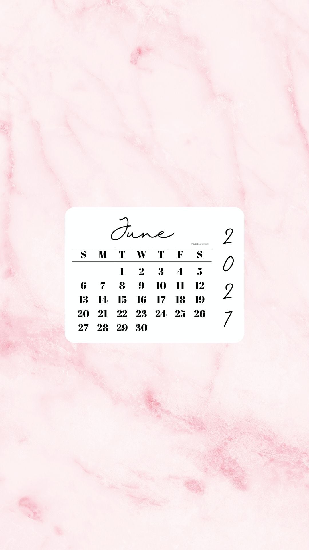 June 2027 Phone Wallpaper Background - Light Rose | SaturdayGift