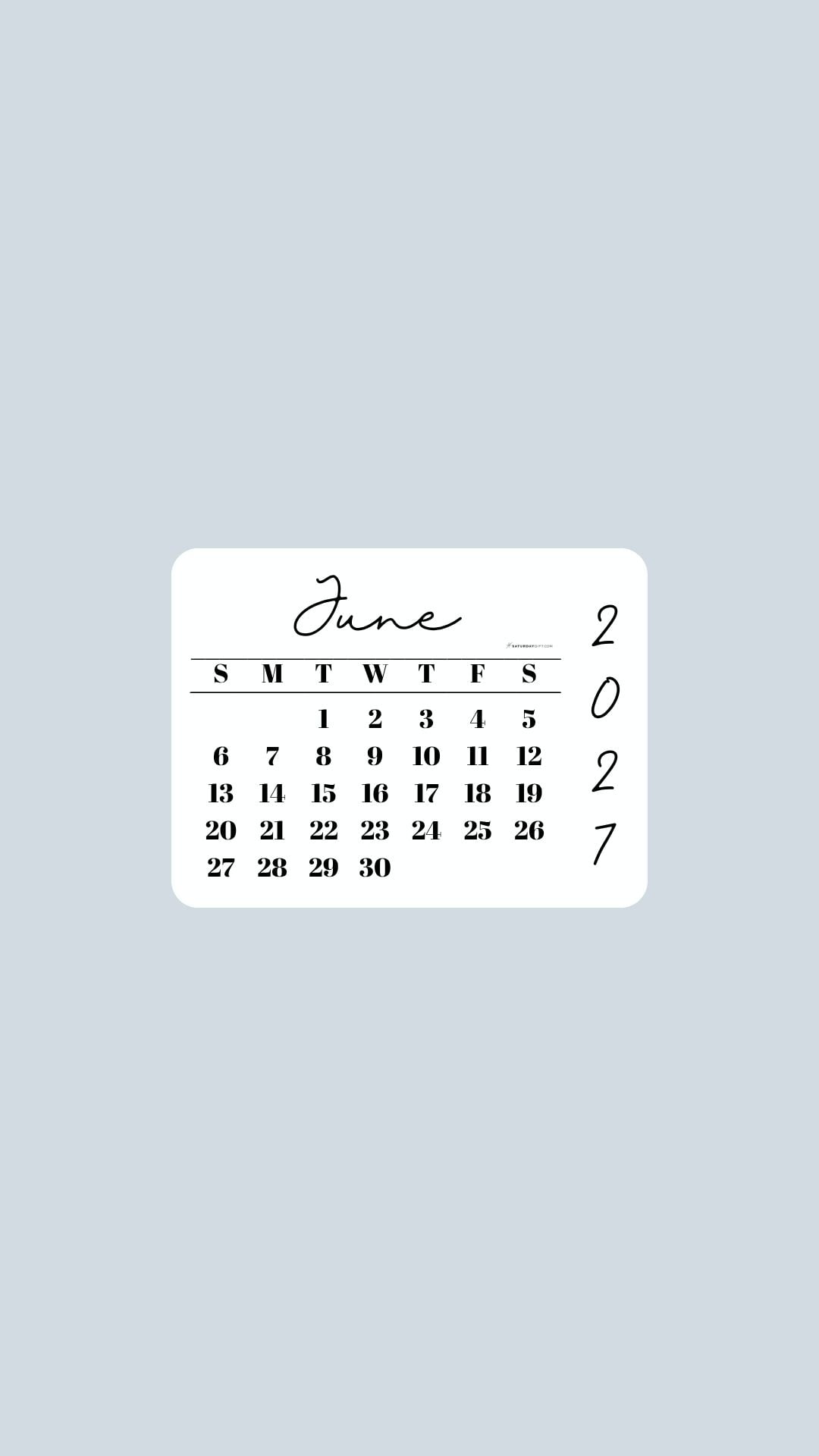 June 2027 Phone Wallpaper Background - Minimal Grey | SaturdayGift