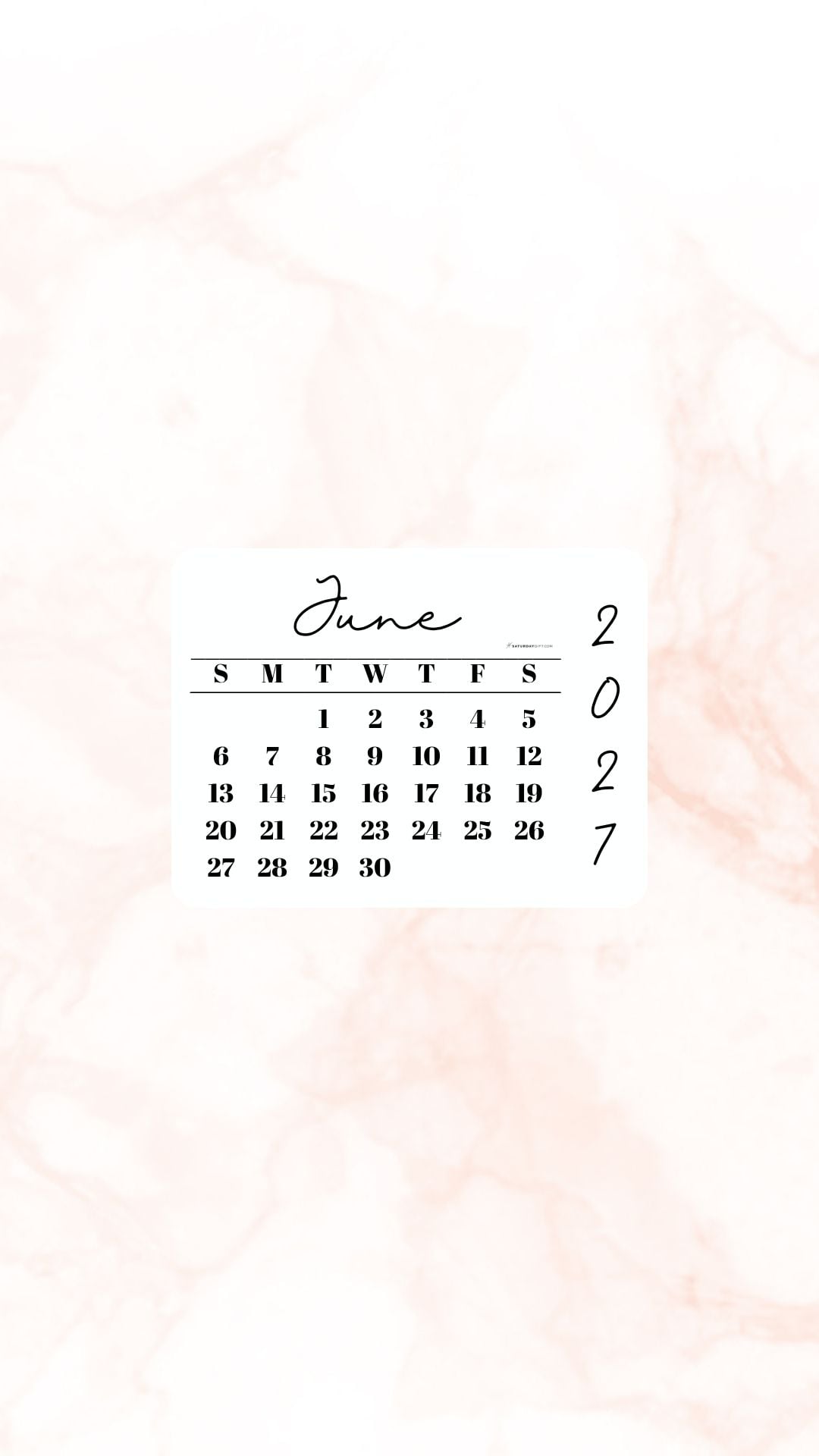 June 2027 Phone Wallpaper Background - Peach | SaturdayGift