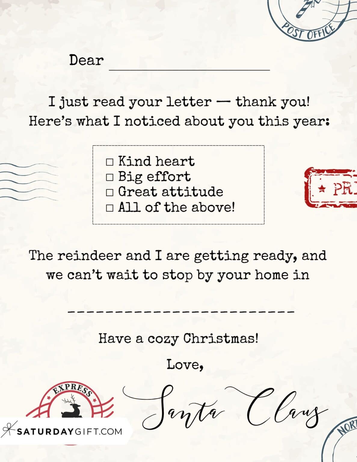 Santa Reply Background Letter from Santa – 12 Free Printable Santa Reply Letters for Kids