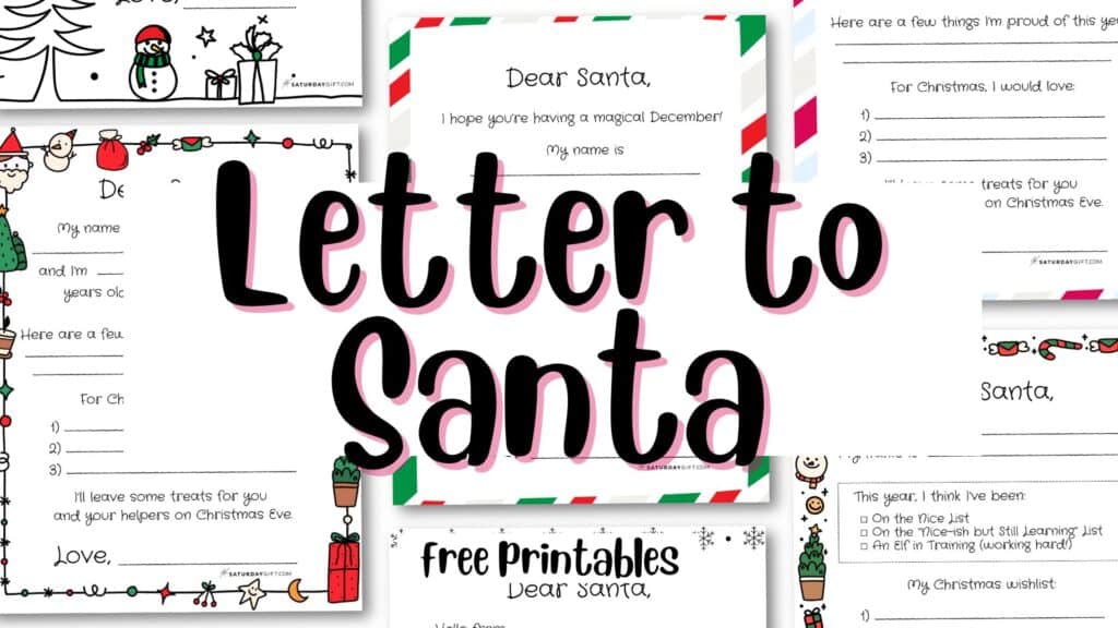 Letter to Santa Free Printable Featured Image | SaturdayGift