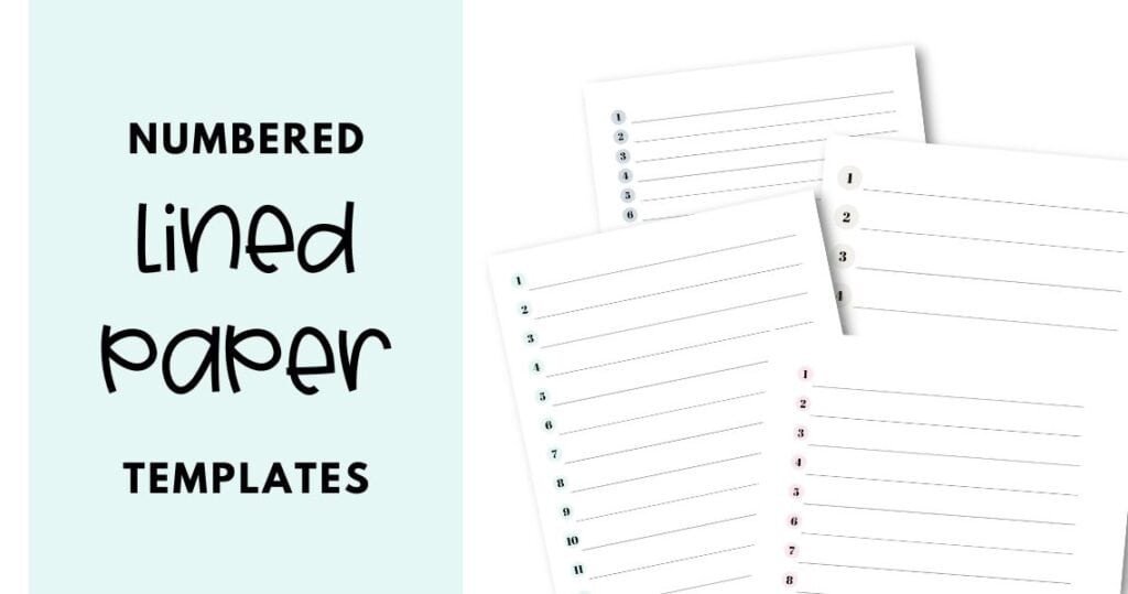 Lined paper with numbers - free printables | SaturdayGift