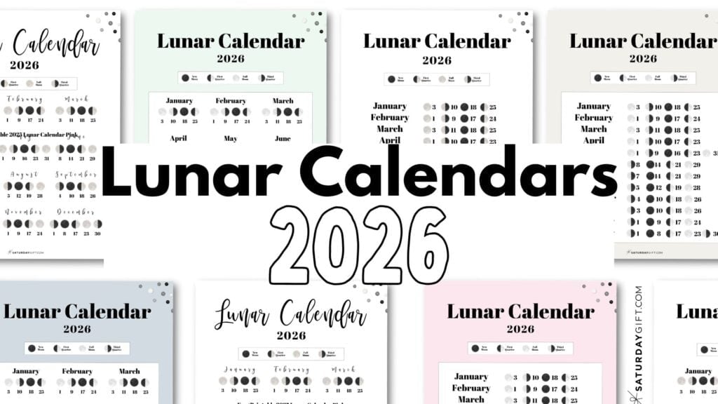 Lunar Calendar 2026 Printable Free Templates by SaturdayGift