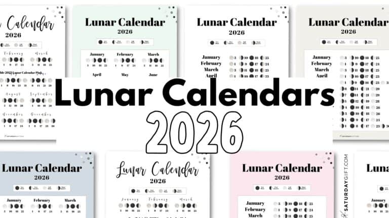 Lunar Calendar 2026 Printable Free Templates by SaturdayGift