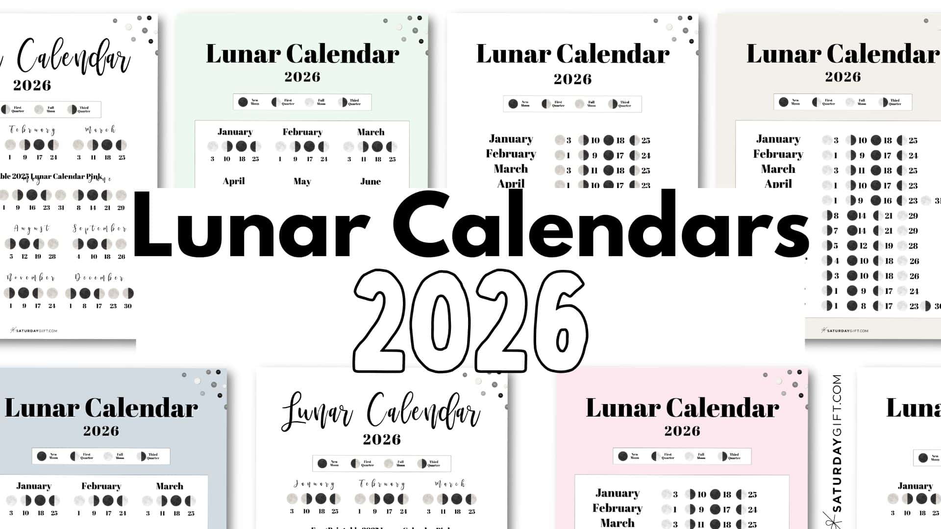 Lunar Calendar 2026 Printable Free Templates by SaturdayGift lunar calendar 2026 - 12 moon phase calendar printables
