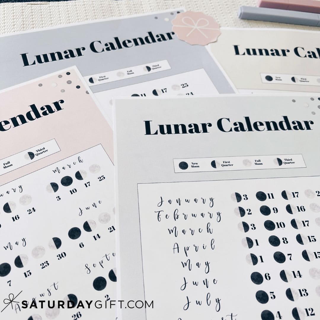 Moon Phase Calendar - 12 Cute &amp; Free Printable 2025 Lunar Calendars