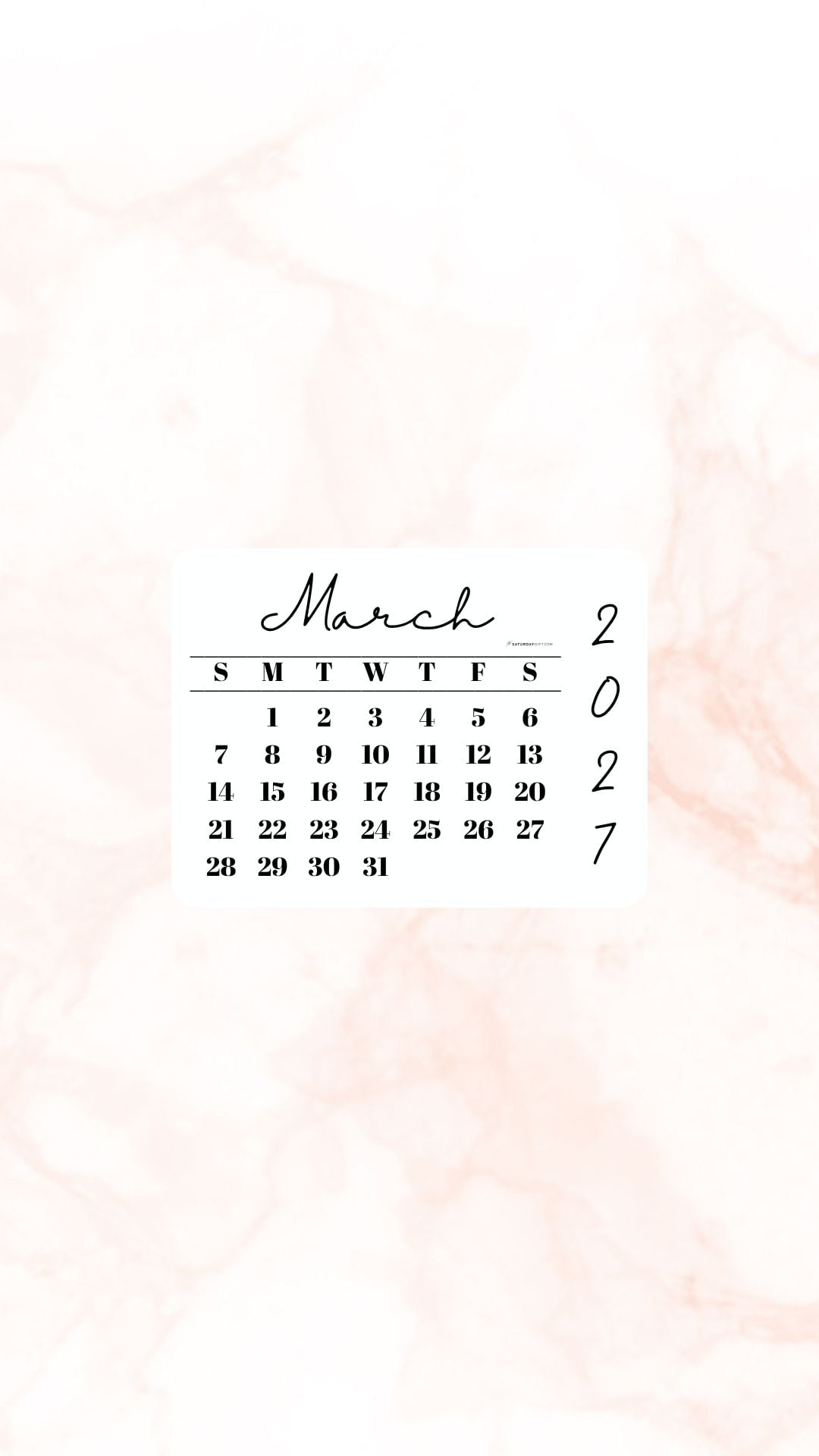 March 2027 Phone Wallpaper Background - Peach | SaturdayGift