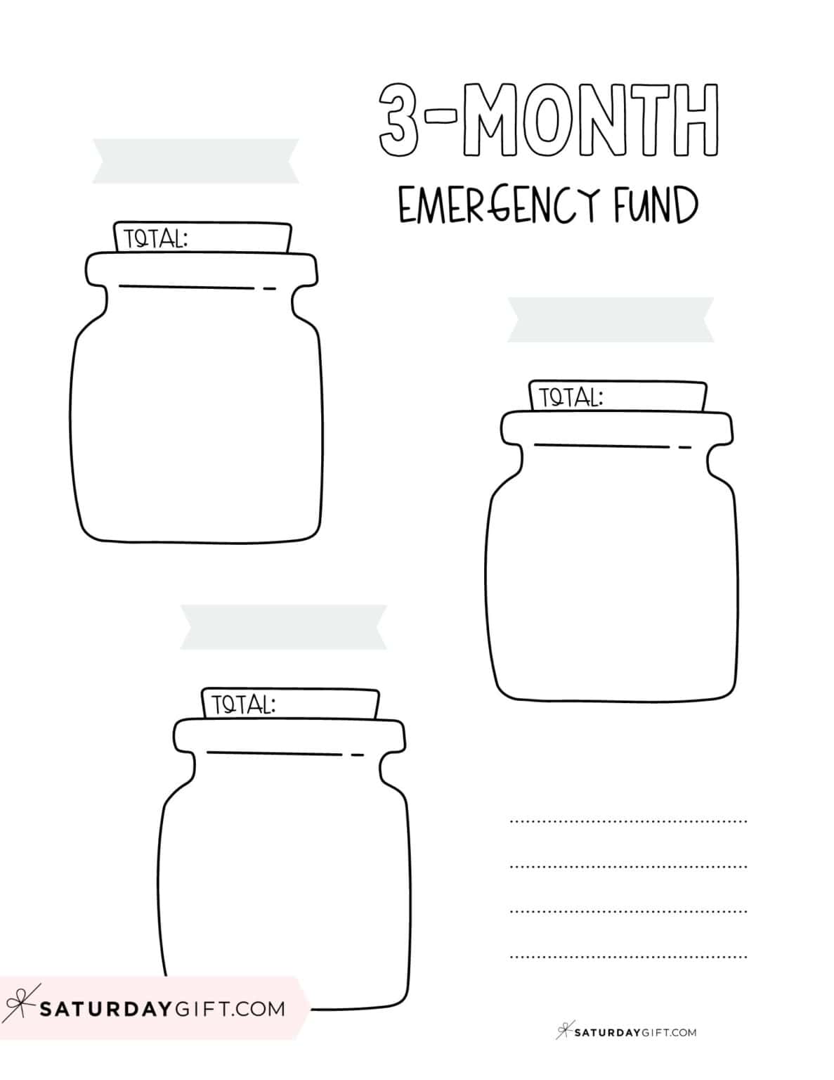 25 Cute &amp; Free Emergency Fund Tracker Printable Templates | SaturdayGift