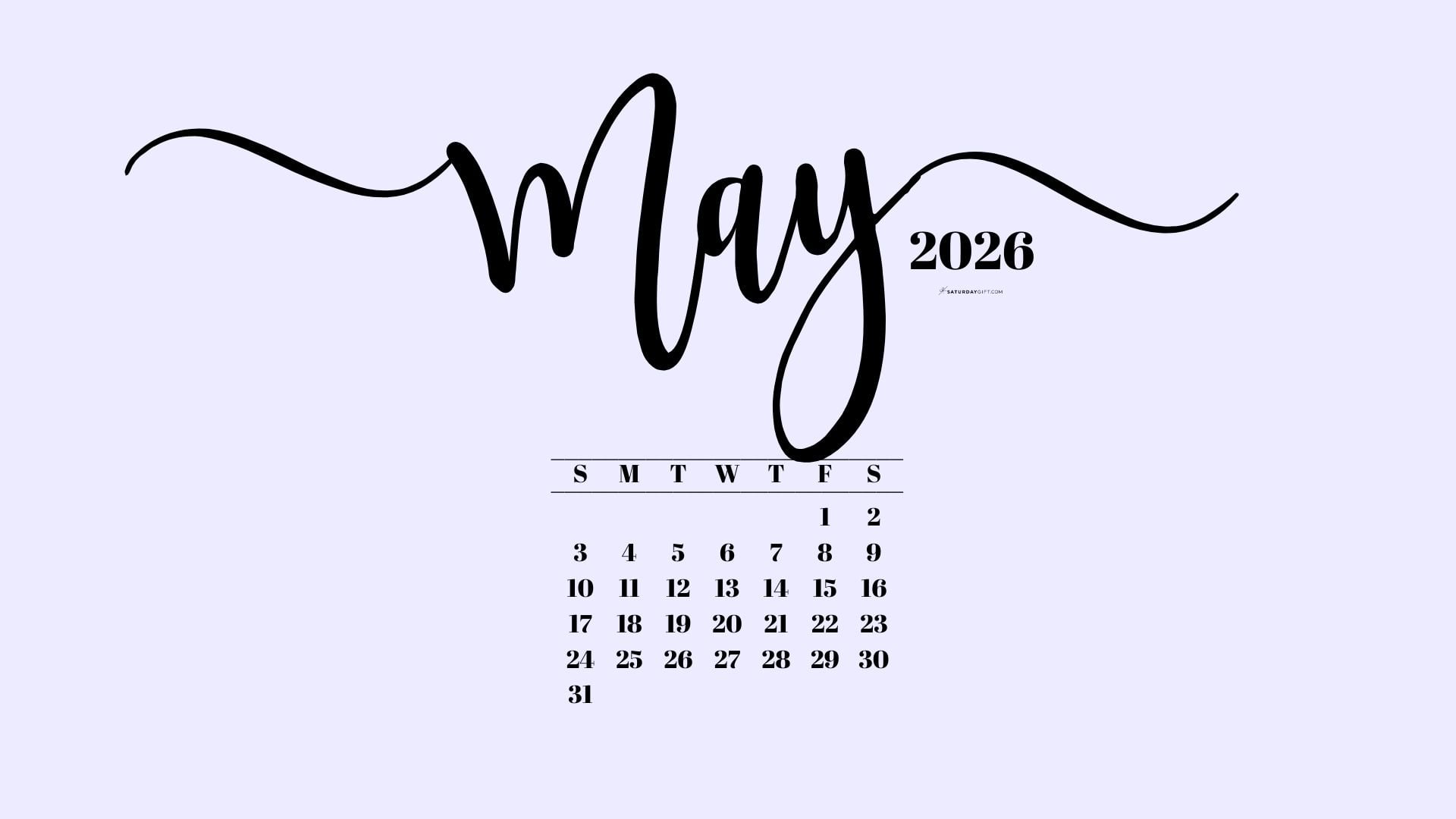 May 2026 Desktop Background Wallpaper - Lilac | SaturdayGift