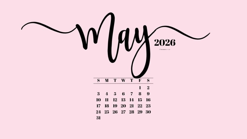 May 2026 Desktop Background Wallpaper - Pink | SaturdayGift