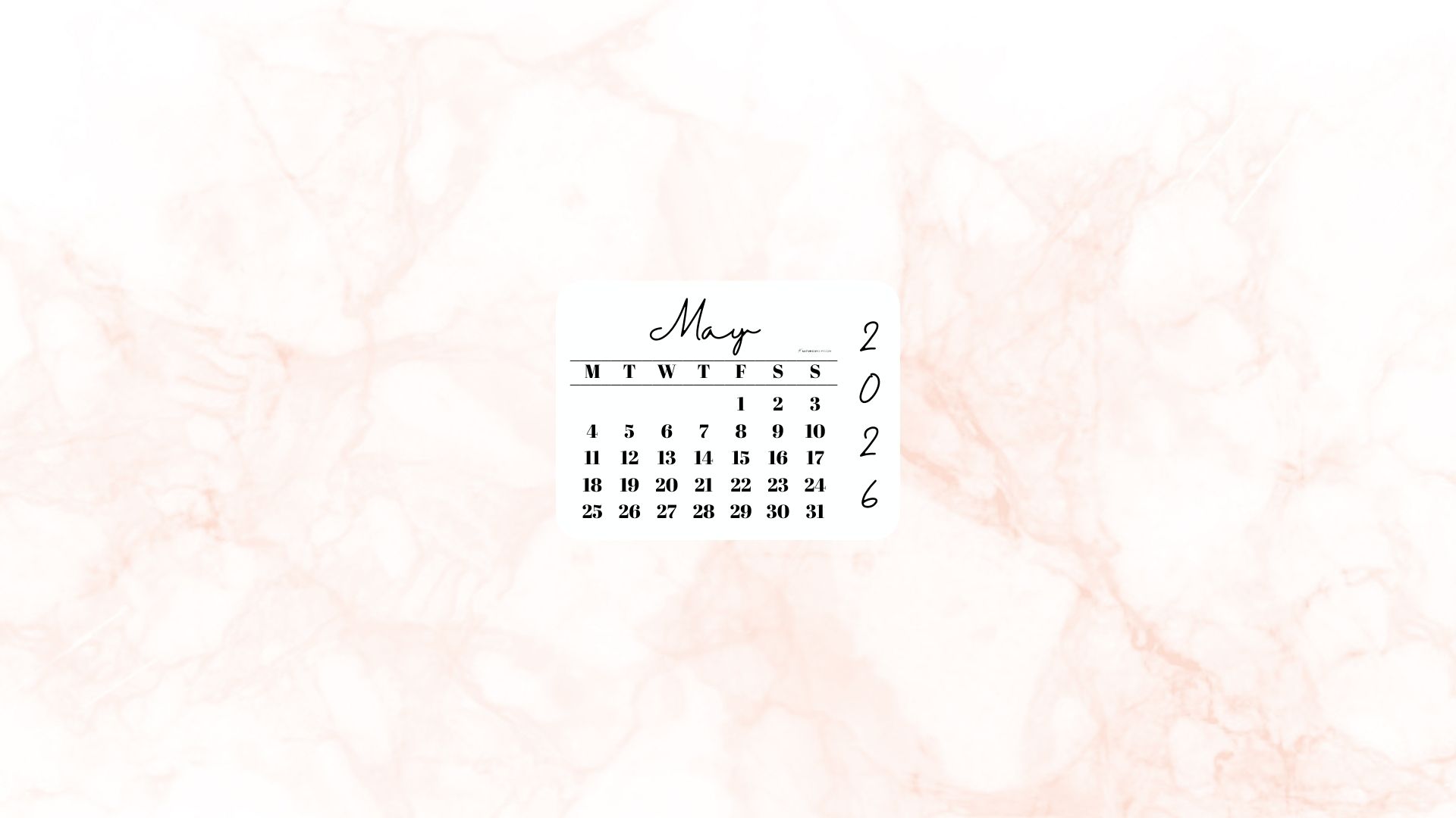 May 2026 Desktop Wallpaper Background - Peach | SaturdayGift