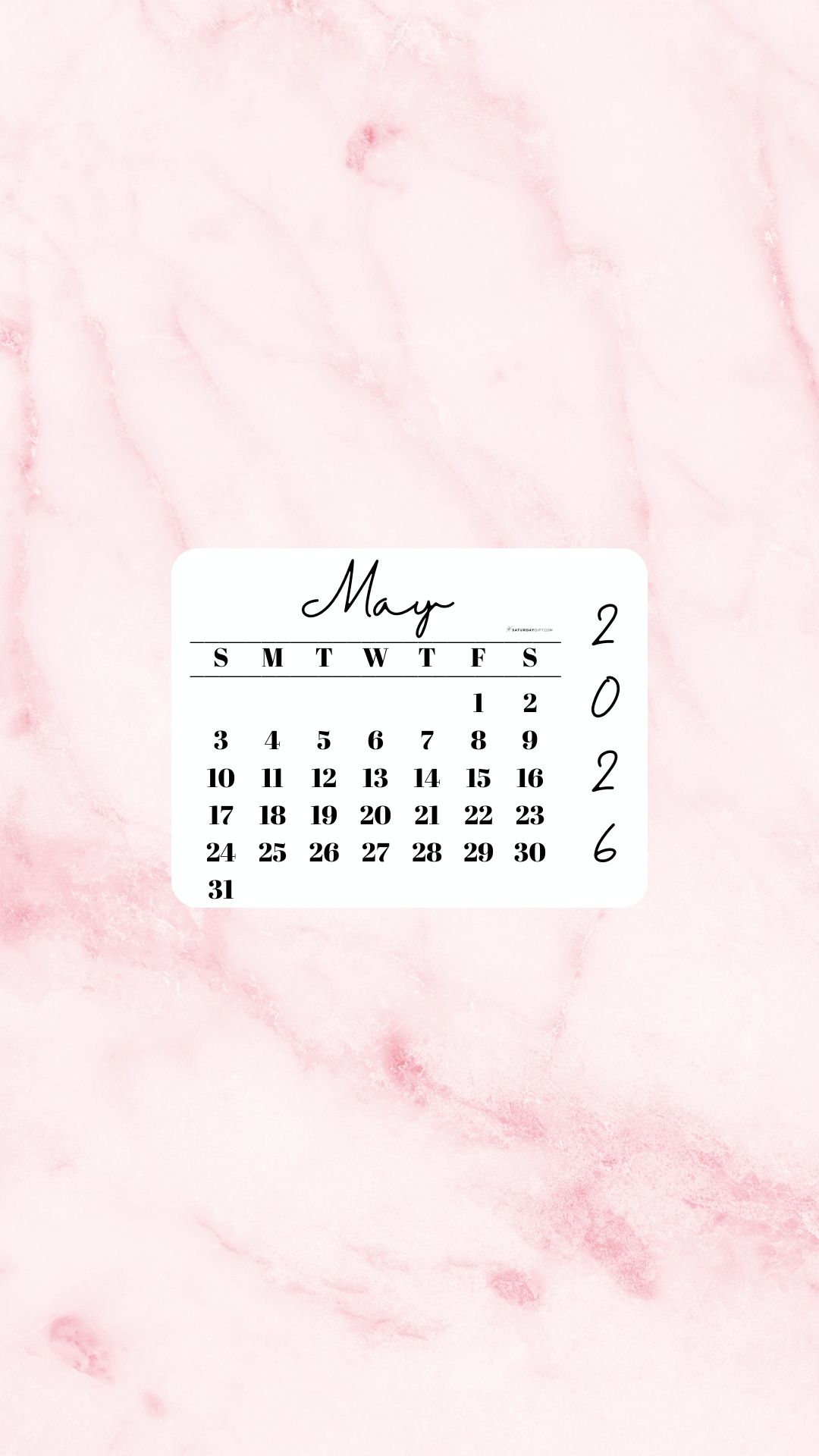 May 2026 Phone Wallpaper Background - Light Rose | SaturdayGift