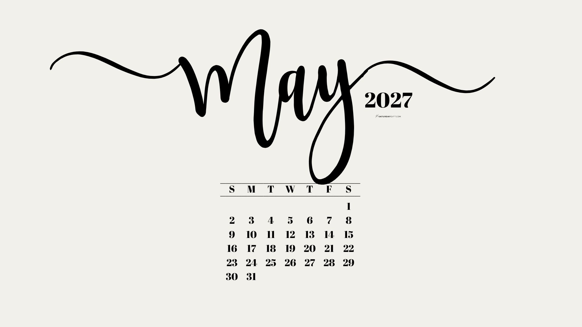 May 2027 Desktop Background Wallpaper - Beige | SaturdayGift