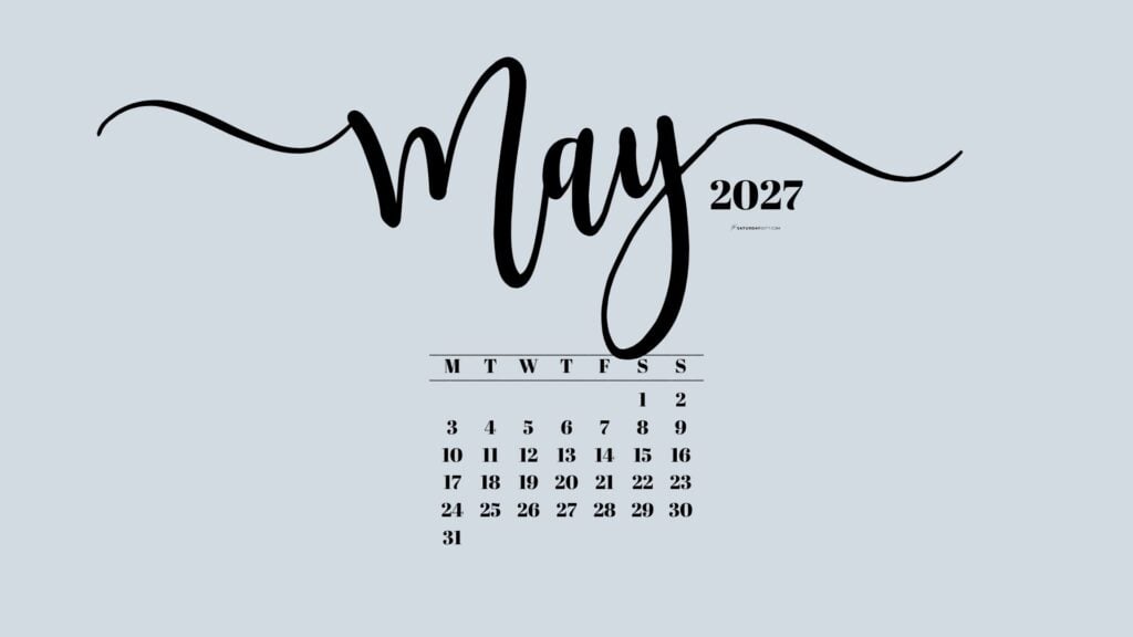 May 2027 Desktop Background Wallpaper - Grey | SaturdayGift